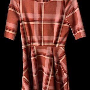 Copper Key Fit and Flare Plaid Pink and Red Dress